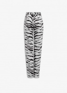  Alaia Straigh Animal Denim Pants Női Fekete Magyarország