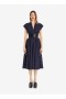  Alaia Belted Midi Japanese Poplin Dress Women Navy Éireann