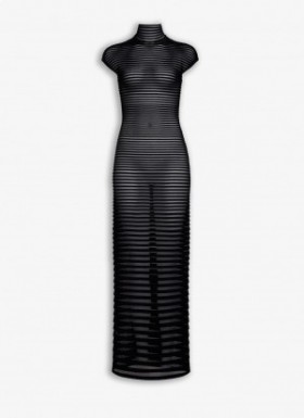  Alaia Striped Long Dress Women Black Éireann