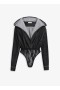  Alaia Hooded Denim Body Bodys Donna Nero Italia