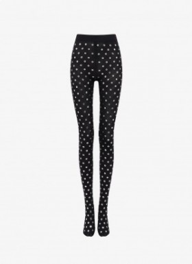  Alaia Eyelet Tights Leggings Donna Nero Italia
