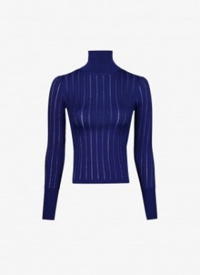  Alaia Shiny Crinoline Dolcevita Maglione Donna Blu Italia