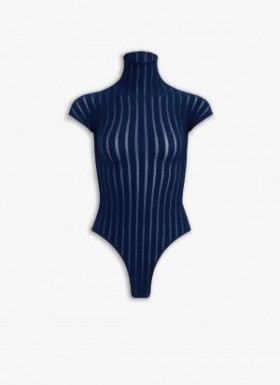  Alaia Sheer Stripes Body Bodys Donna Blu Italia