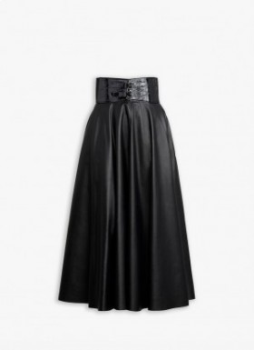  Alaia ベルト付きラムスキンスカート レディース ブラック 日本