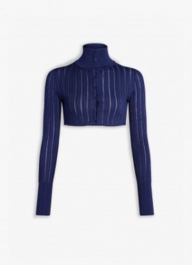  Alaia シャイニー クリノリン カーディガン ベスト レディース ブルー 日本