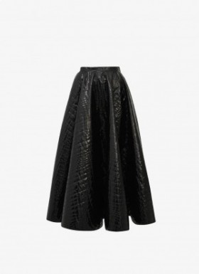  Alaia ミディ「クロコダイル」柄スカート レディース ブラック 日本