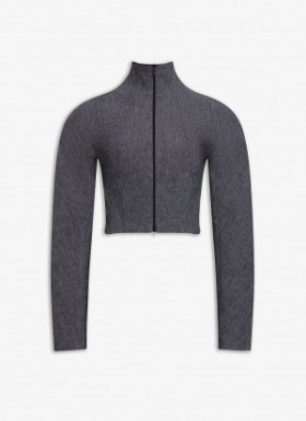 Alaia Highneck Cropped Jackets Women Grey Hrvatska