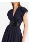  Alaia Belted Midi Japanese Poplin Dress Dam Navy Sverige