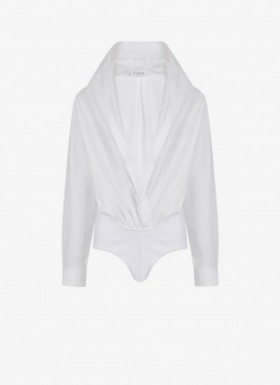  Alaia Hooded Poplin Body Shirt Dam Vit Sverige