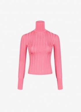  Alaia Shiny Crinoline Turtleneck Kazak Kadın Pembe Türkiye