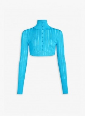  Alaia Shiny Crinoline Cardigan Yelek Kadın Mavi Türkiye