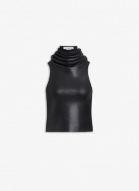  Alaia Kapuzenleder Tops Damen Schwarz Deutschland