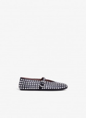  Alaia Strass Lammfell Ballett Ballerina Damen Schwarz Deutschland